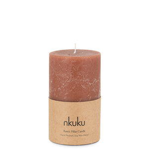 Nkuku Rustic Soy Blend Pillar Candle Rust Small